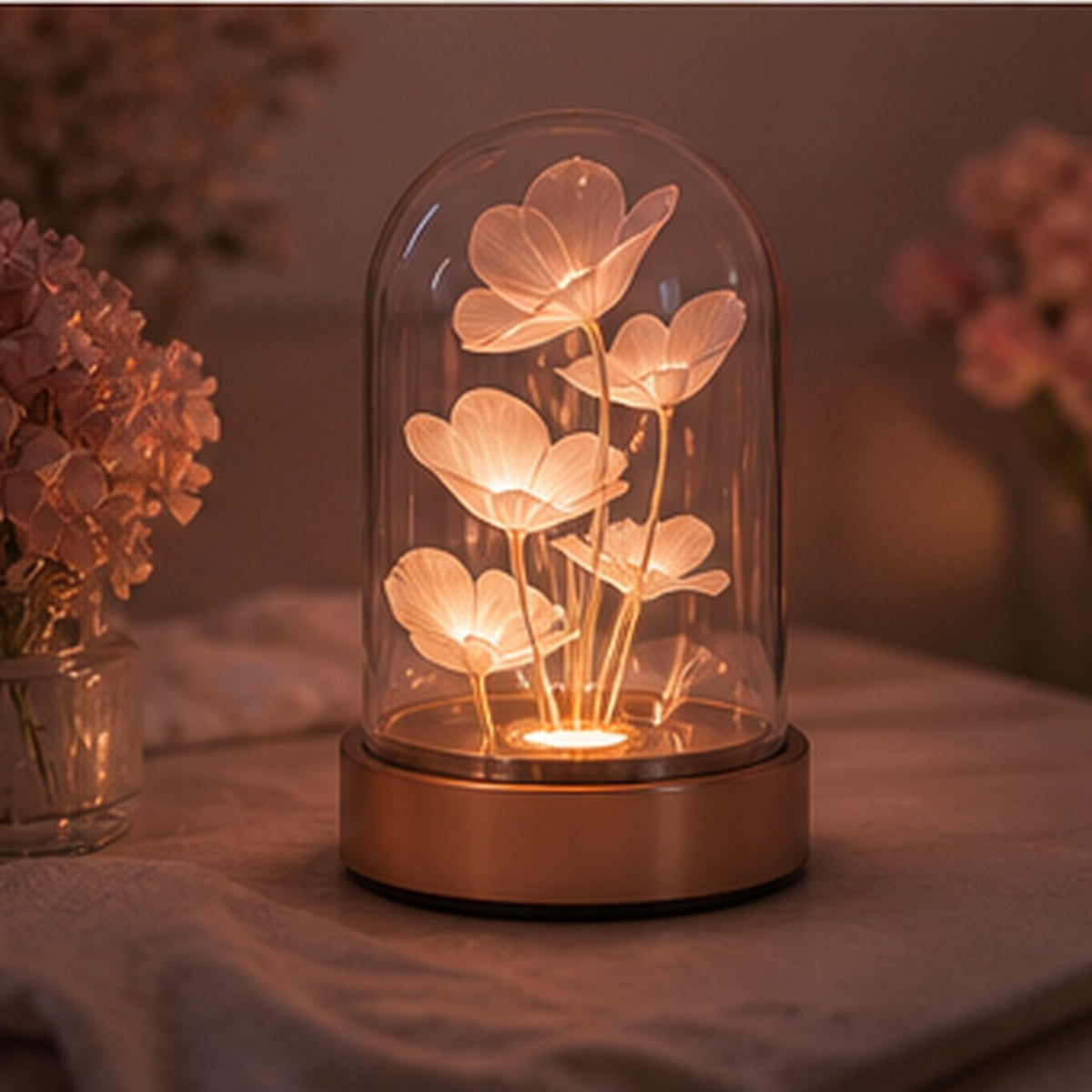 Tachomex Floral Glass Dome Night Light