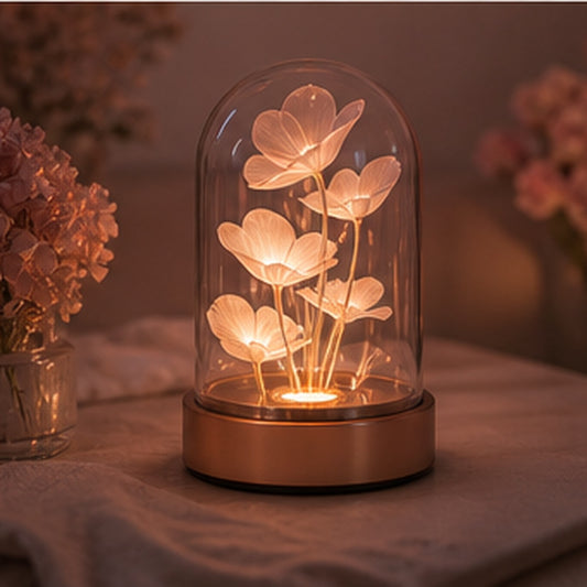 Tachomex Floral Glass Dome Night Light